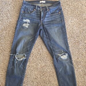 LOFT Blue Distressed Skinny Jeans